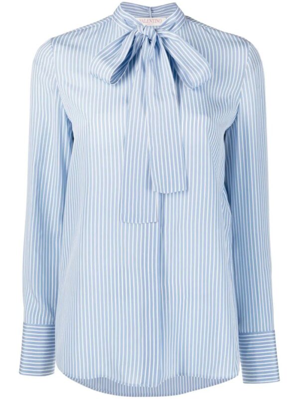 Valentino Garavani  striped pussy-bow silk shirt