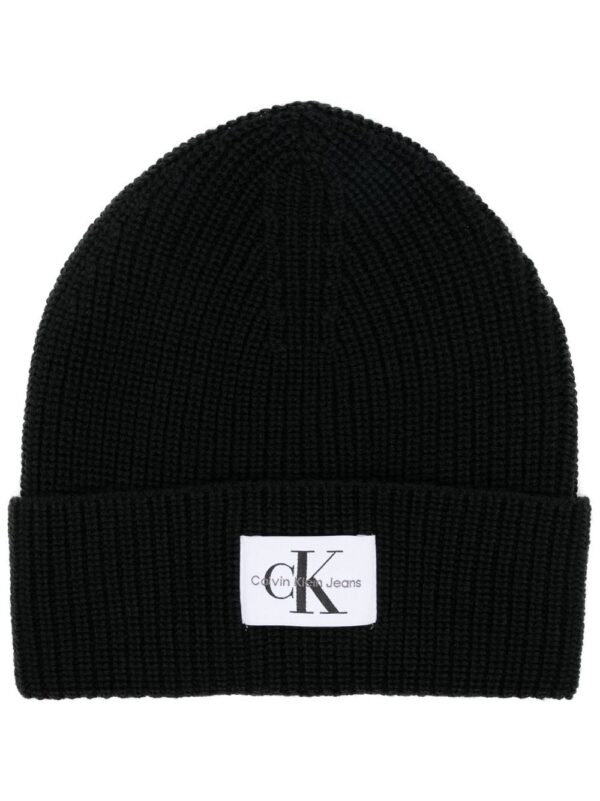 Calvin Klein Jeans logo-patch beanie hat