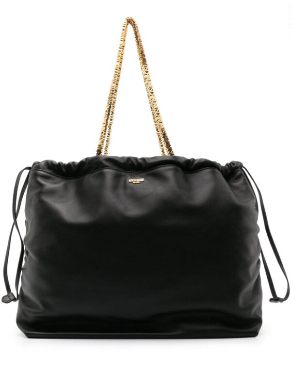 Moschino logo-appliqué leather bucket bag
