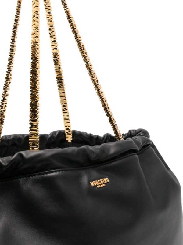 Moschino logo-appliqué leather bucket bag - Image 4