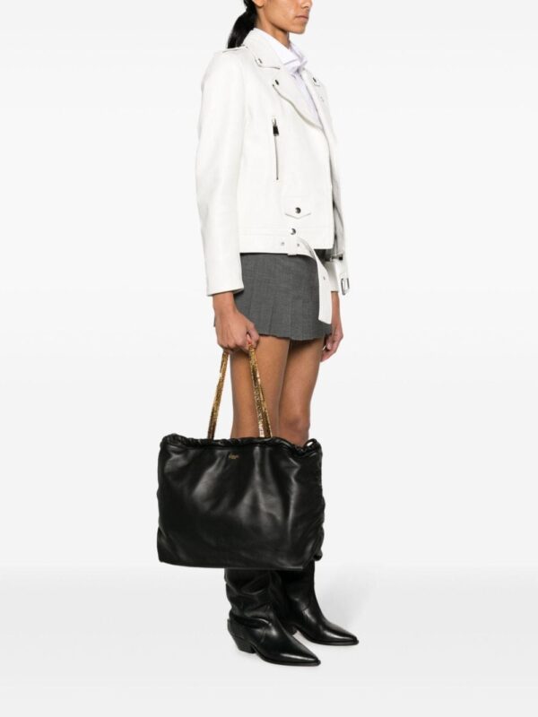 Moschino logo-appliqué leather bucket bag - Image 2