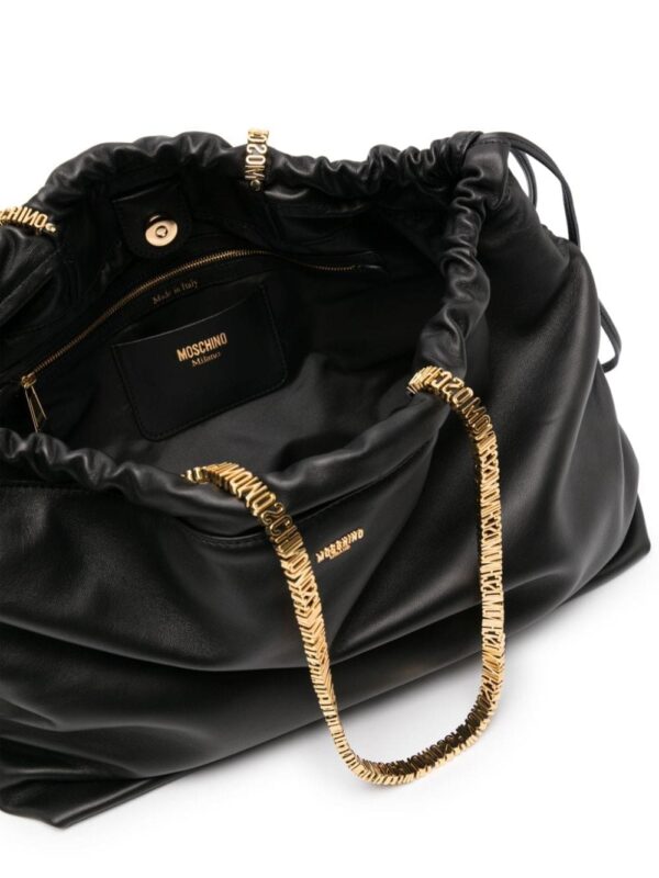 Moschino logo-appliqué leather bucket bag - Image 5