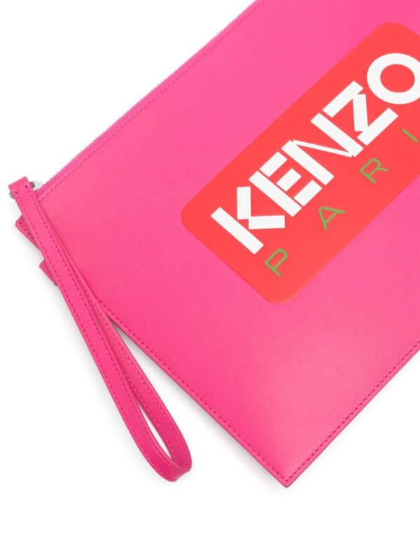 Kenzo logo-print leather clutch bag - Image 4