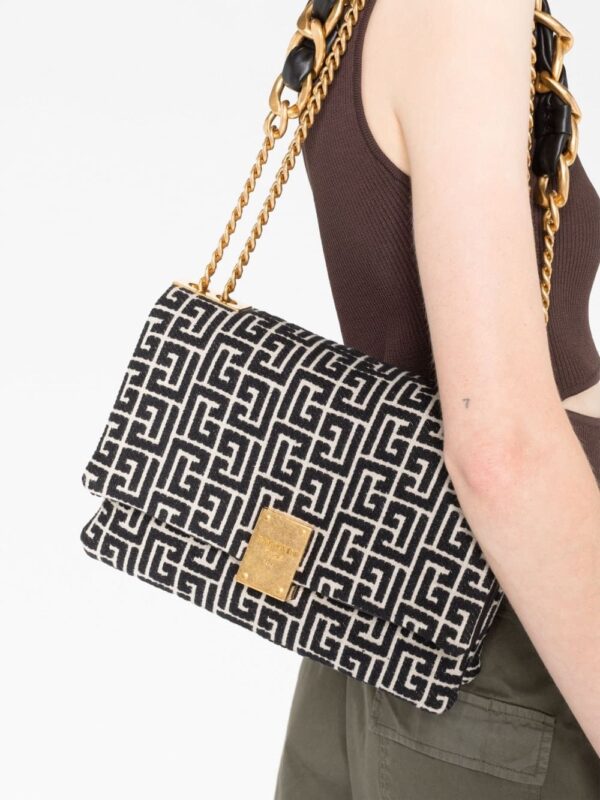 Balmain 1945 monogram-jacquard shoulder bag - Image 3
