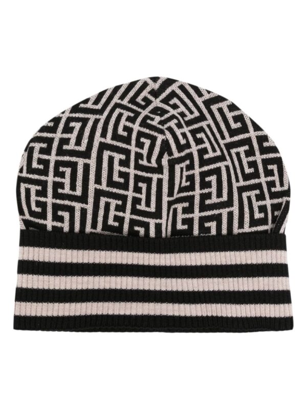 Balmain logo-jacquard wool beanie