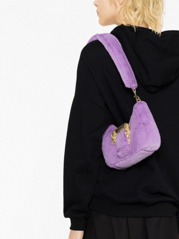 Versace Jeans Couture Baroque-buckle faux-fur shoulder bag - Image 3