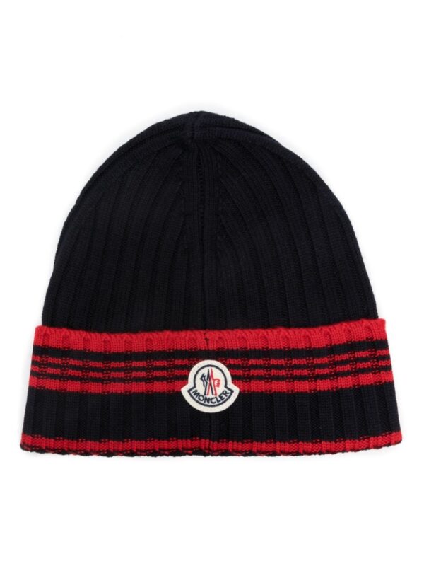 Moncler intarsia-knit logo virgin wool beanie