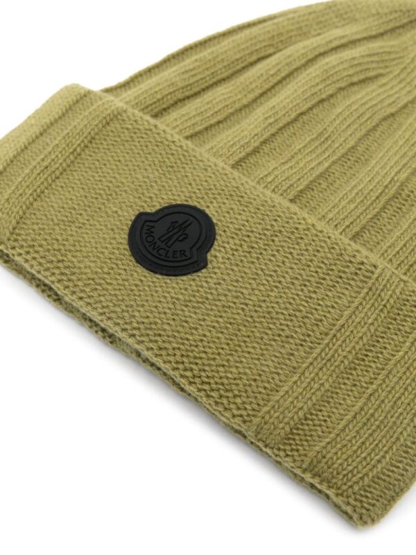 Moncler logo-patch wool beanie - Image 2