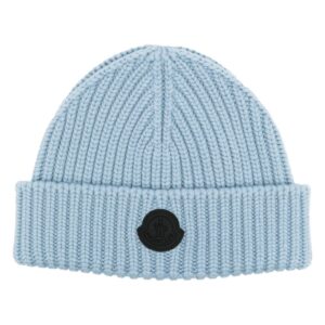 Moncler logo-patch knit wool beanie
