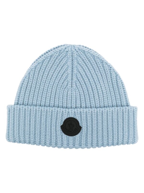 Moncler logo-patch knit wool beanie