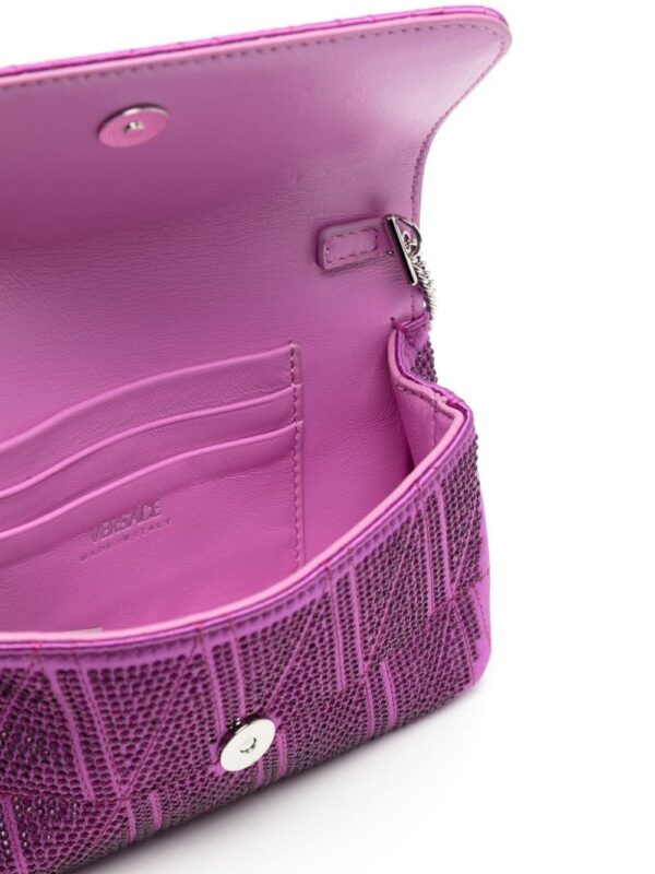 Versace Virtus crystal-embellished leather shoulder bag - Image 5