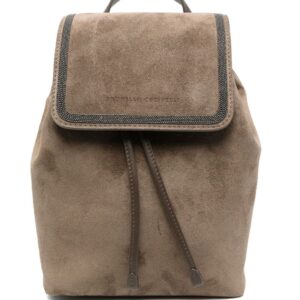 Brunello Cucinelli  crystal-embellished leather backpack