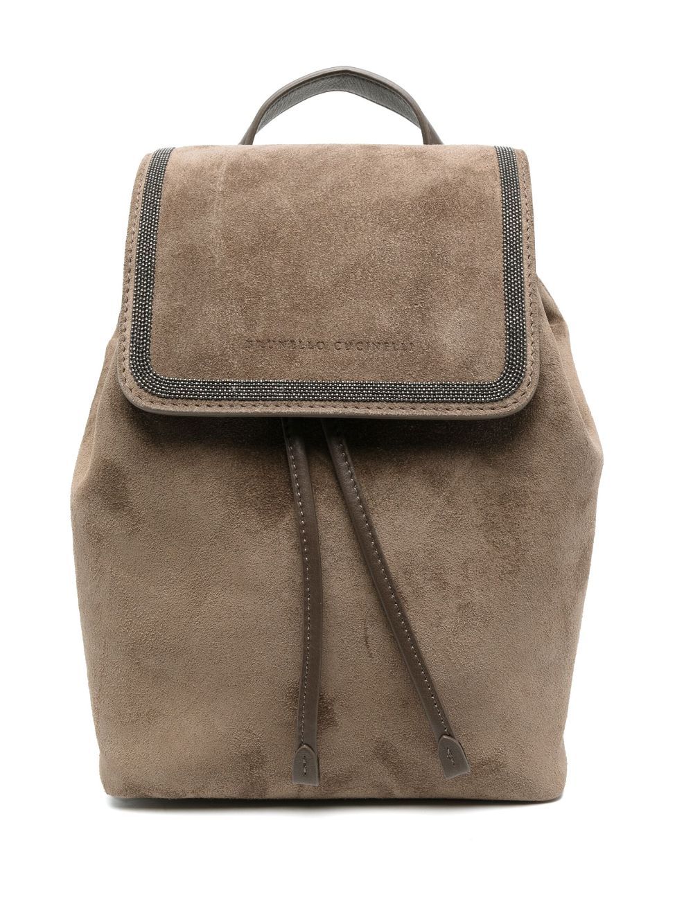 Brunello Cucinelli crystal-embellished leather backpack