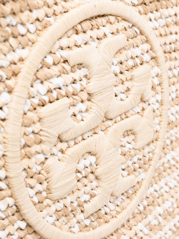 Tory Burch Ella logo-embroidered raffia tote bag - Image 5