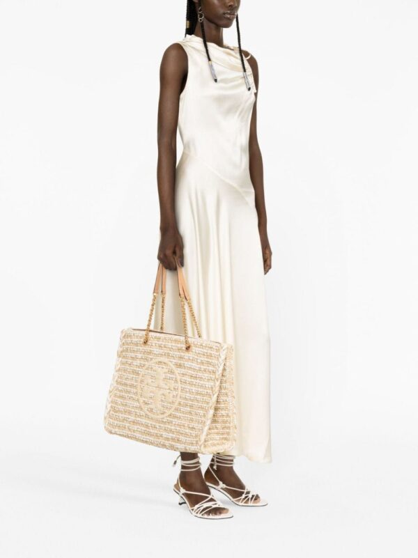 Tory Burch Ella logo-embroidered raffia tote bag - Image 2