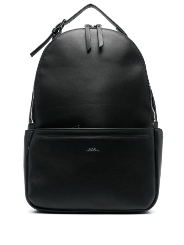 A.P.C. logo-stamp faux-leather backpack