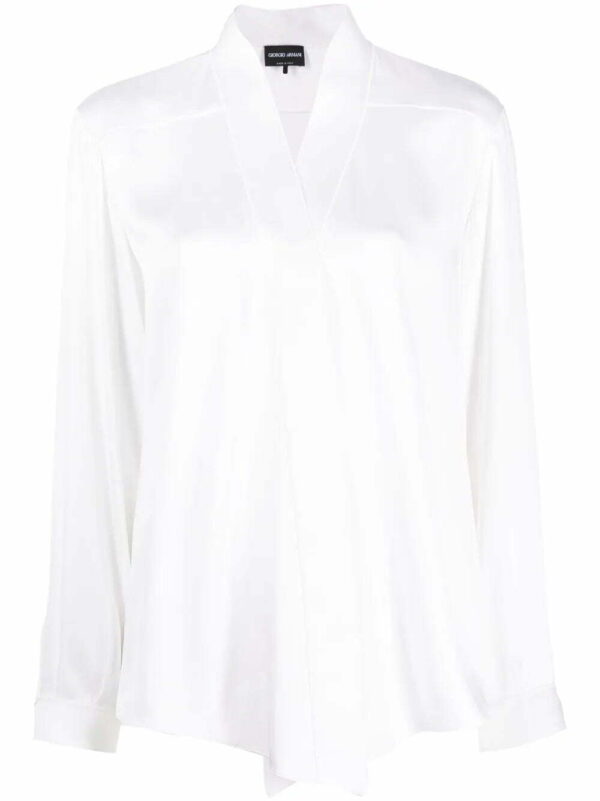 Giorgio Armani  V-neck long-sleeves silk shirt