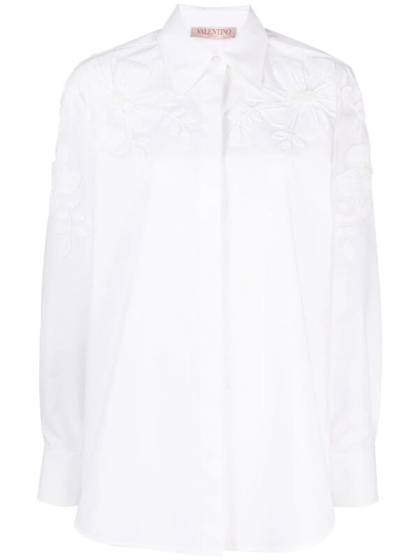 Valentino Garavani  floral-appliqué cotton shirt