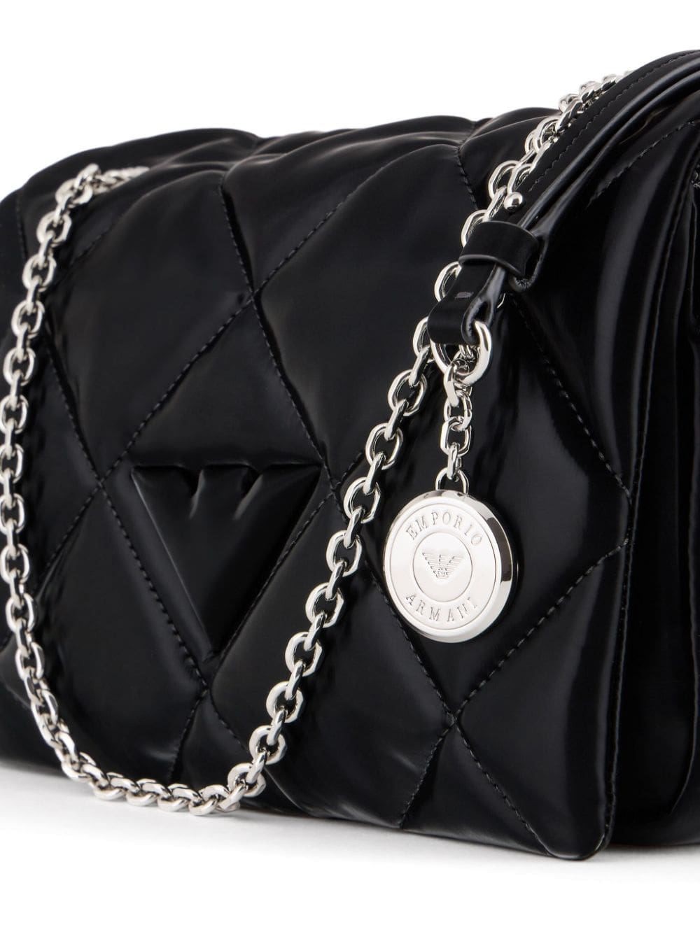 Emporio Armani logo-pendant quilted shoulder bag - Image 3