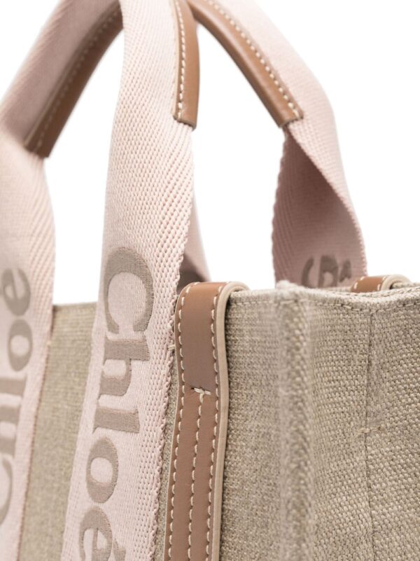 Chloé small Woody linen tote bag - Image 4