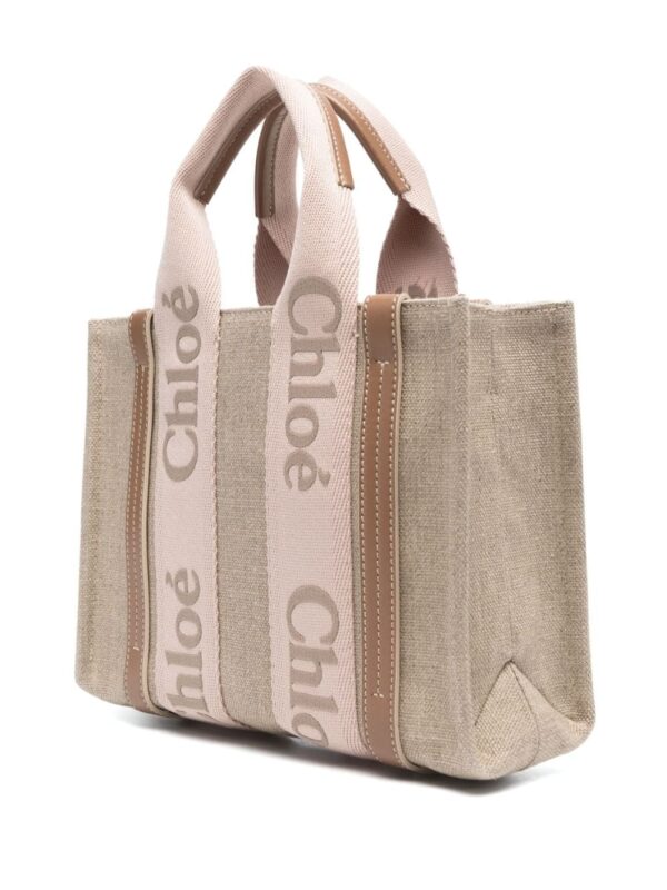 Chloé small Woody linen tote bag - Image 3