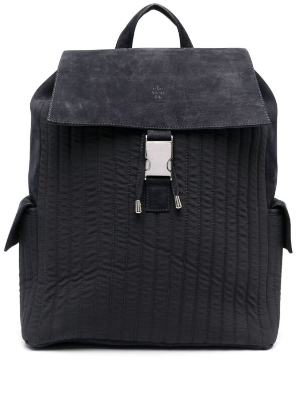 Eleventy embossed-logo suede backpack
