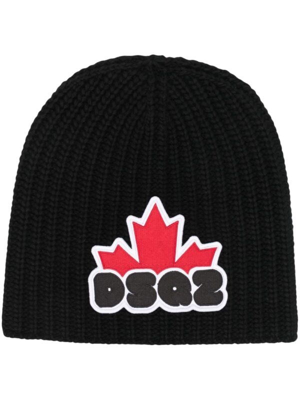 DSQUARED2 logo-patch ribbed beanie