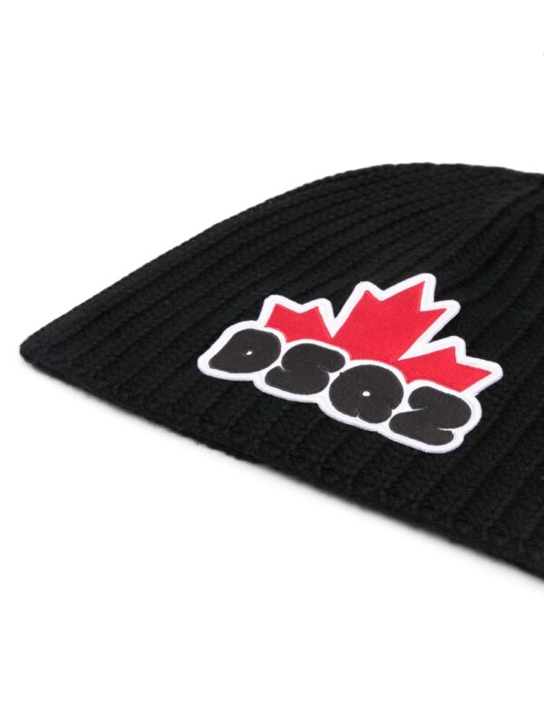 DSQUARED2 logo-patch ribbed beanie - Image 2