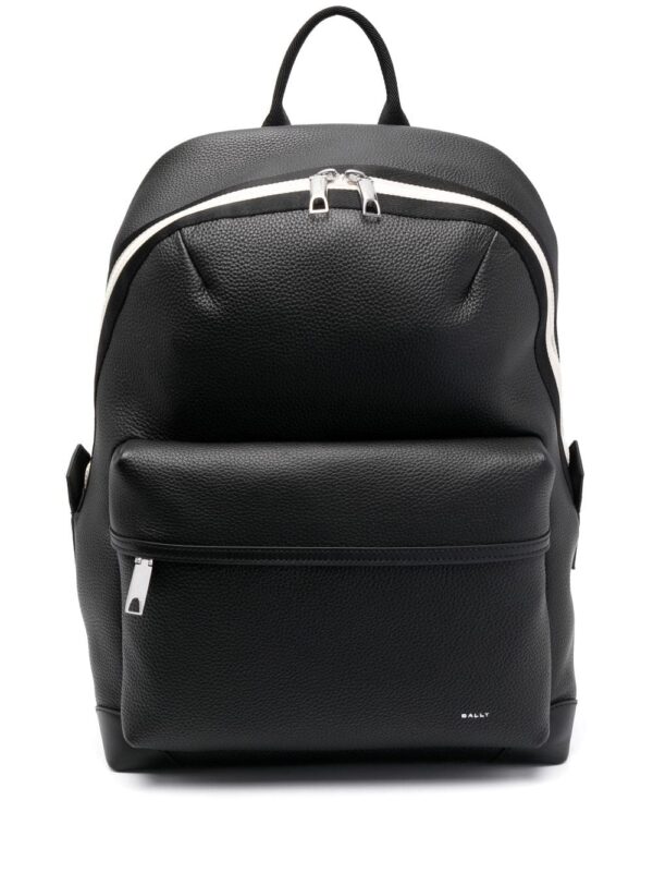 Bally debossed-logo pebbled-leather backpack