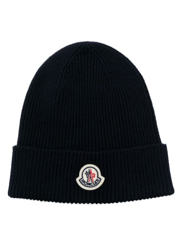 Moncler logo-patch ribbed-knit beanie