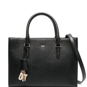 DKNY logo-pendant leather tote bag