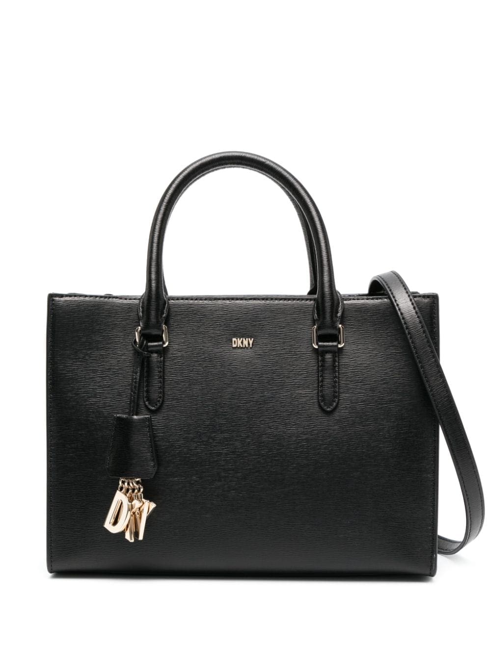 DKNY logo-pendant leather tote bag