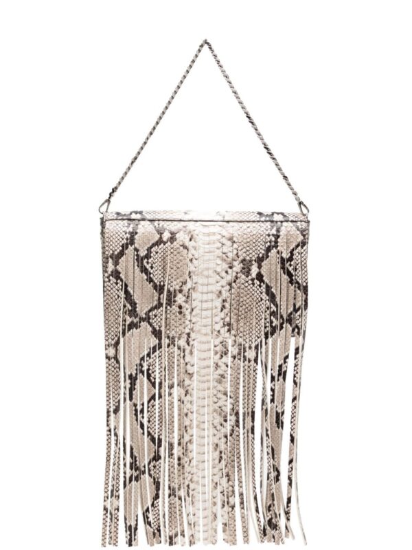 Michael Kors Collection Ali fringed python-embossed clutch bag