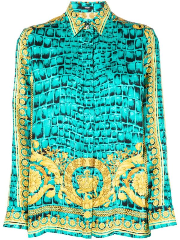 Versace  Barocco-print silk shirt