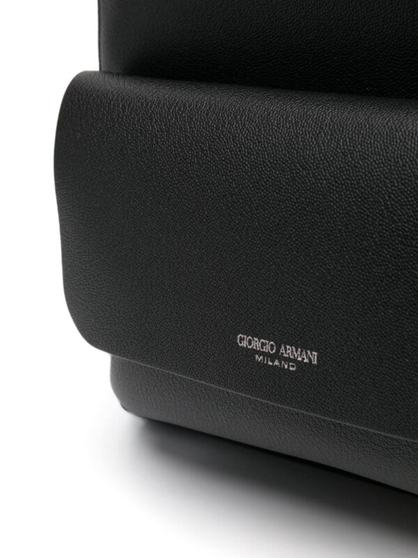 Giorgio Armani logo-stamp leather backpack - Image 5