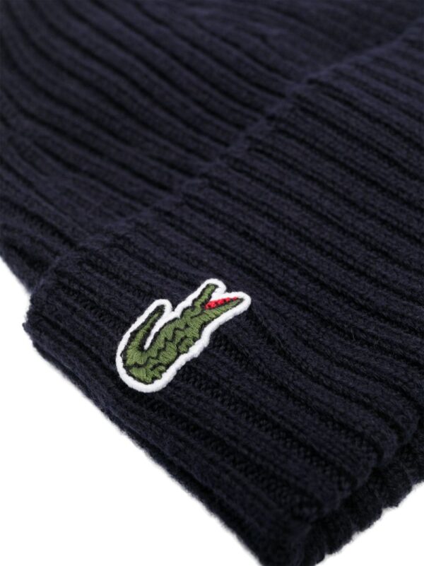 Lacoste logo-patch ribbed-knit beanie - Image 2