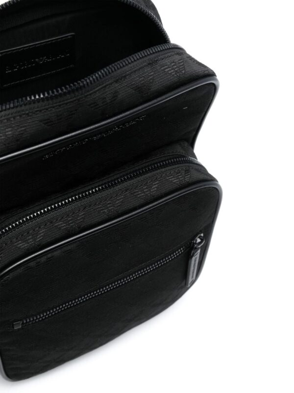 Emporio Armani logo-lettering monogram-jacquard backpack - Image 4