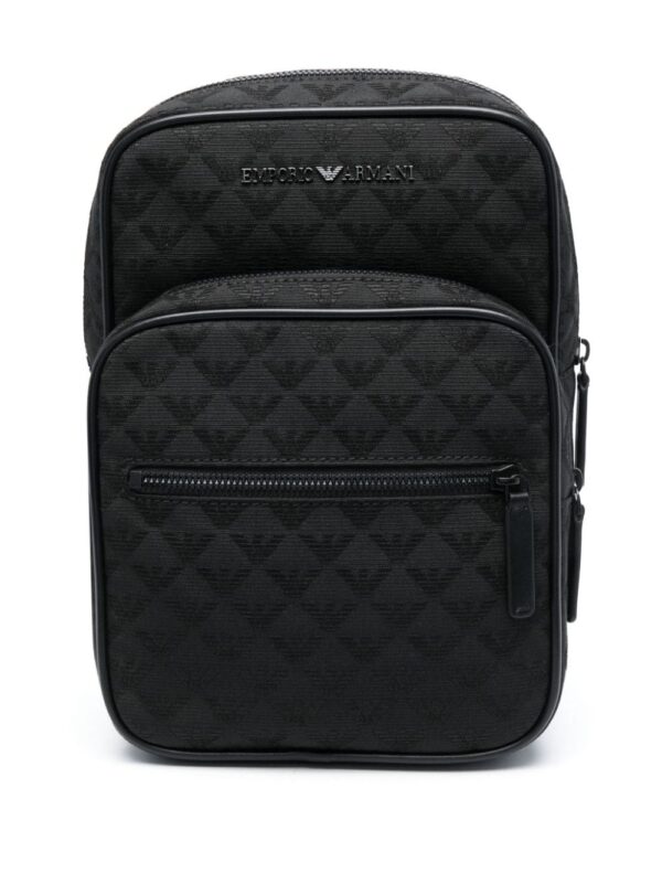 Emporio Armani logo-lettering monogram-jacquard backpack