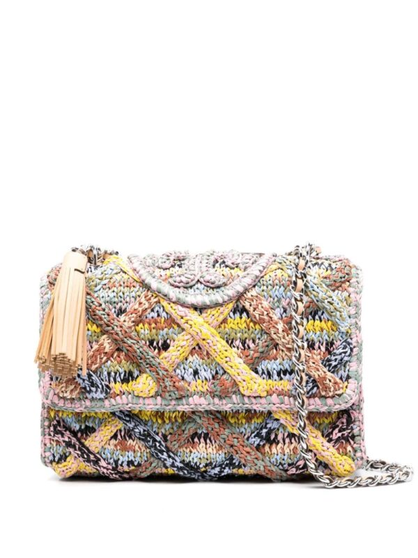 Tory Burch Fleming Mélange raffia shoulder bag