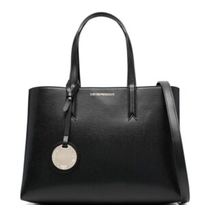 Emporio Armani logo-stamp leather tote bag