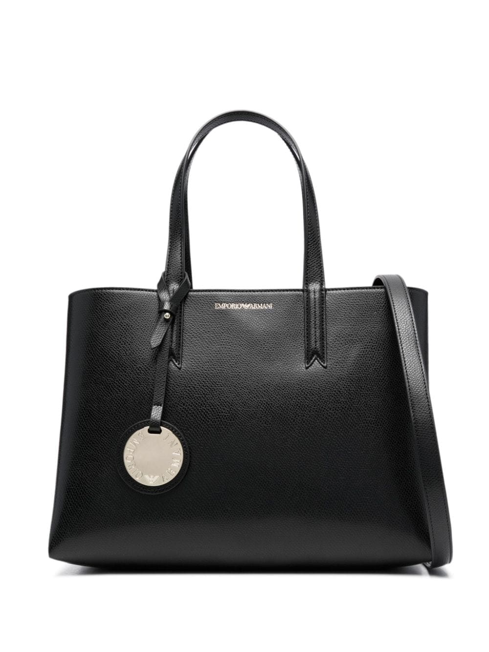 Emporio Armani logo-stamp leather tote bag