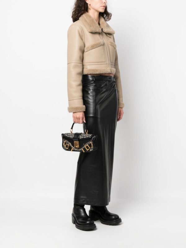 Balmain Blaze monogram-jacquard leather clutch bag - Image 2