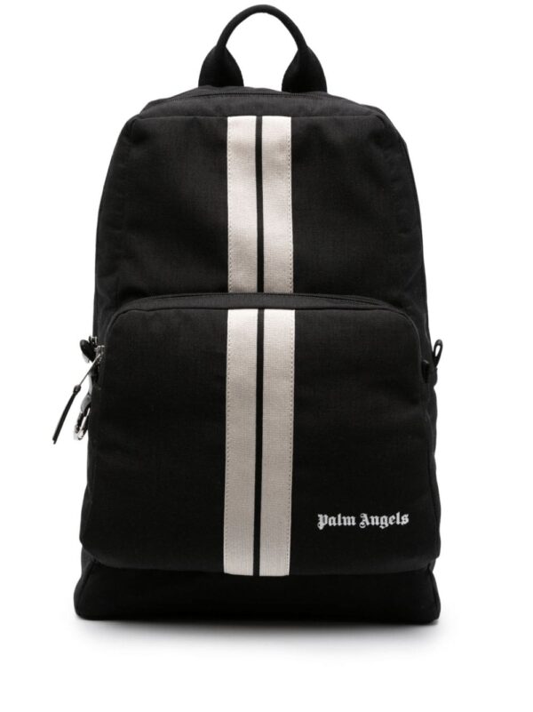 Palm Angels logo-embroidered striped backpack