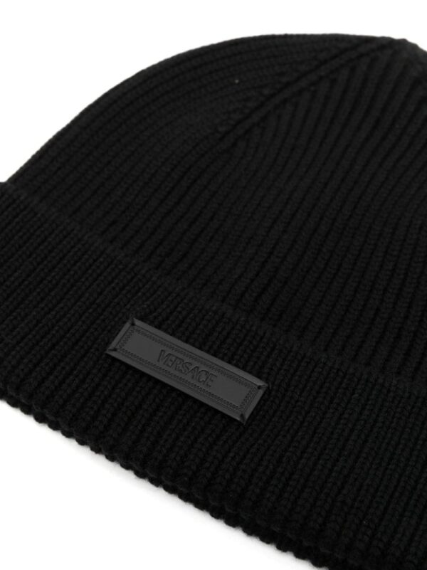 Versace logo-patch wool beanie - Image 2