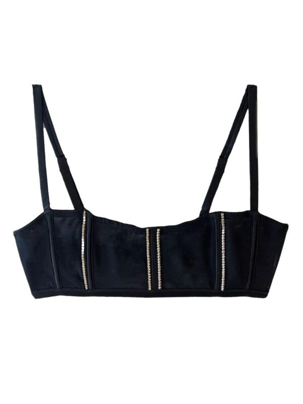 Fleur Du Mal  Brilliant rhinestone-embellished boned bralette