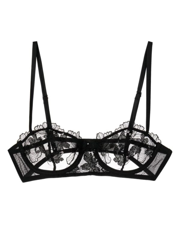 Fleur Du Mal  Violet floral-lace balconette bra