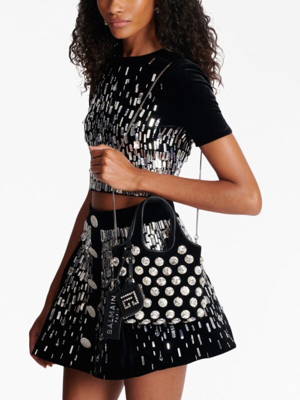 Balmain crystal-embellished velvet tote bag - Image 2
