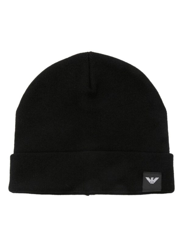Emporio Armani logo-patch fine-knit beanie