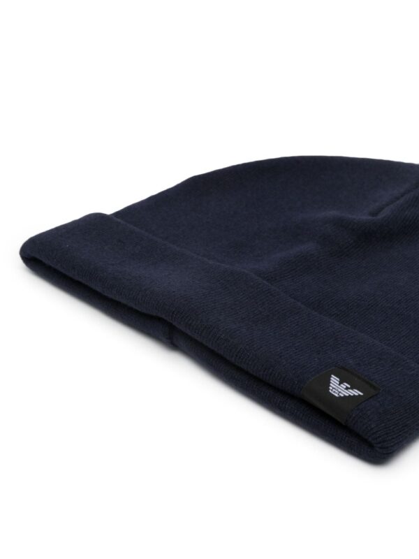 Emporio Armani logo-patch fine-knit beanie - Image 2