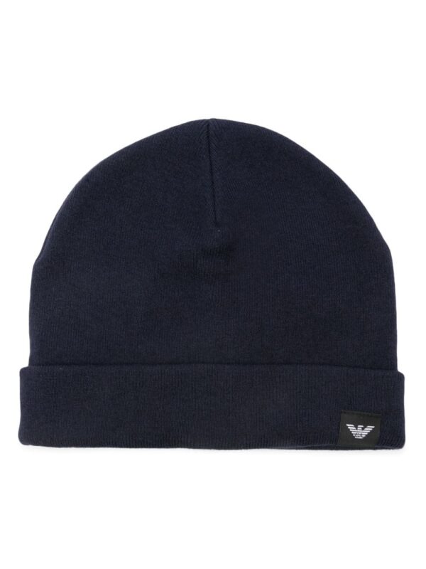 Emporio Armani logo-patch fine-knit beanie